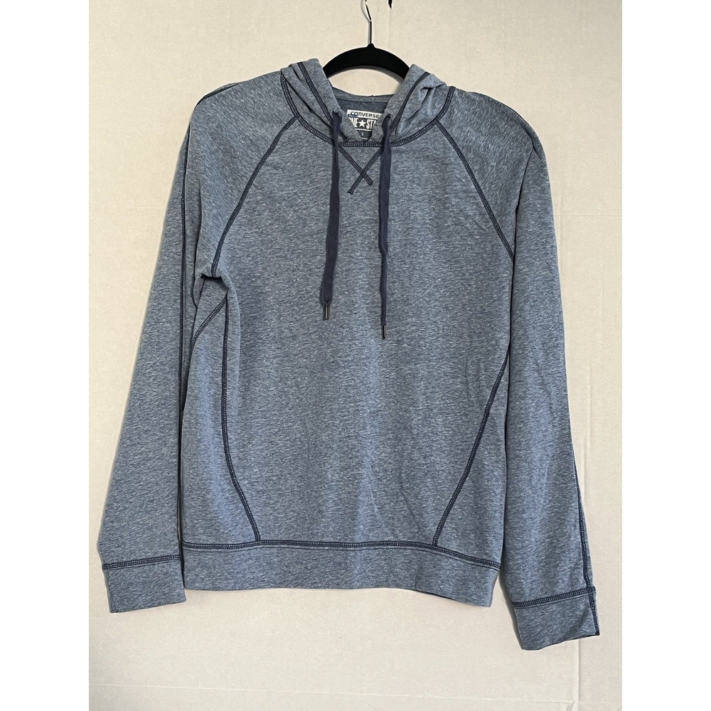 Converse Sweater Small Adult Blue Pullover Hoodie Stretch Modern Fit Logo Mens S